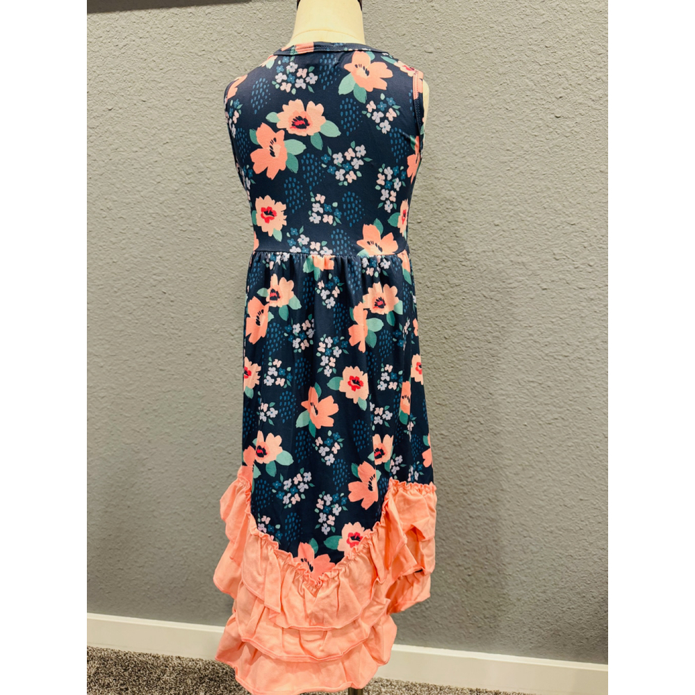 Wellington Designs Girls Navy & Pink Triple Ruffle Maxi Dress, Sz 0/3 - Picture 6 of 9